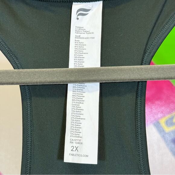 Fabletics, Women's Dark Green Zip-Front Sports Bra. Size 2X. Good used condition - Picture 2 of 6
